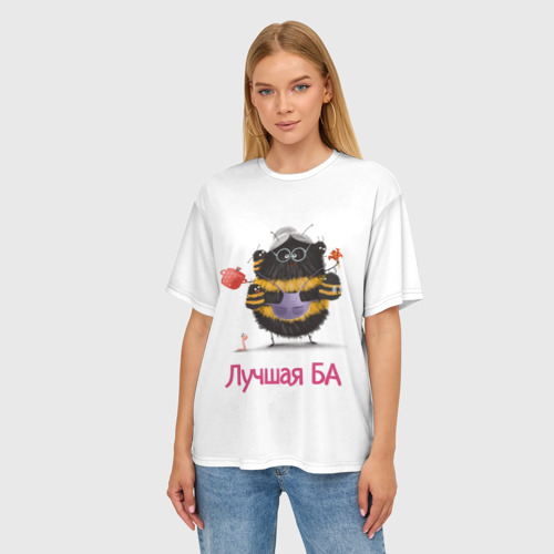 Женская футболка oversize 3D Пчёлка БА, цвет 3D печать - фото 3