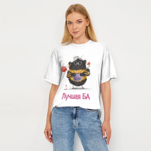 Женская футболка oversize 3D Пчёлка БА, цвет 3D печать - фото 5