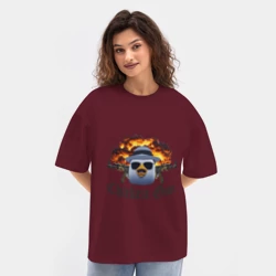 Женская футболка Oversize хлопок texturе Chicken gun game - фото 2