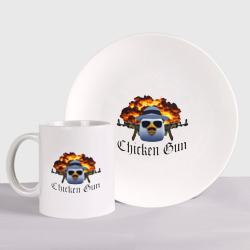 Набор: тарелка + кружка Chicken gun game