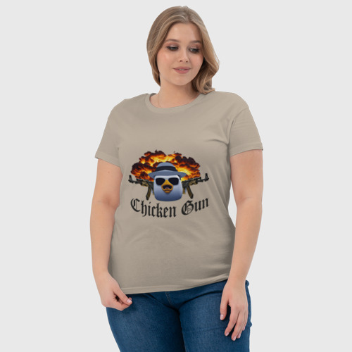 Женская футболка хлопок с принтом Chicken gun game, фото #4