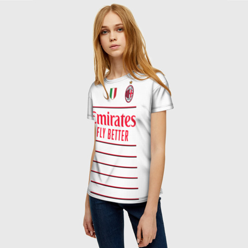 Женская футболка 3D Рафаэль Леао Милан форма 22-23 гостевая, цвет 3D печать - фото 3