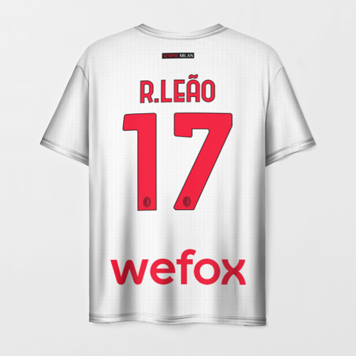 Мужская футболка с принтом Рафаэль Леао Милан форма 22-23 гостевая, вид сзади №1