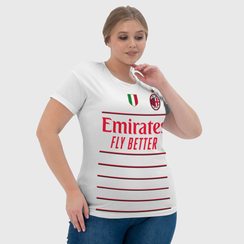 Женская футболка 3D Рафаэль Леао Милан форма 22-23 гостевая, цвет 3D печать - фото 6