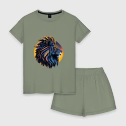 Женская пижама с шортиками хлопок Африканский лев