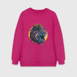Женский свитшот oversize без начеса хлопок Африканский лев