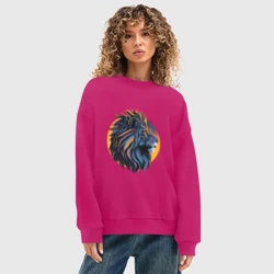 Женский свитшот oversize без начеса хлопок Африканский лев - фото 2