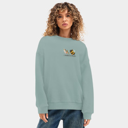 Женский свитшот oversize без начеса хлопок Продуктовая корзина с пчёлами - фото 2