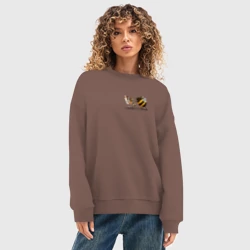 Женский свитшот oversize без начеса хлопок Продуктовая корзина с пчёлами - фото 2