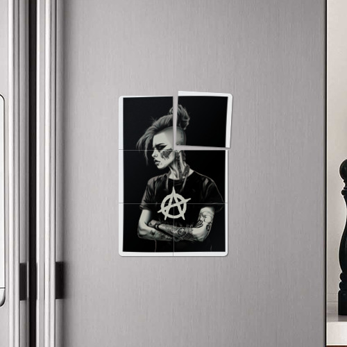 Магнитный плакат 2Х3 Девушка анархистка черно белый стиль - фото 4