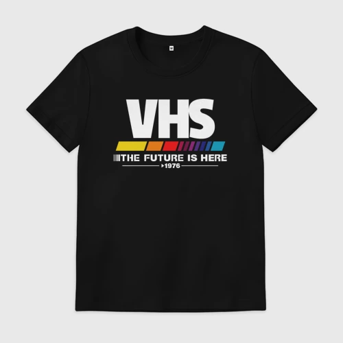Мужская футболка хлопок с принтом VHS retro 1976, вид спереди #2