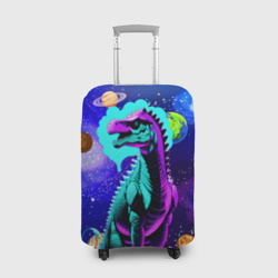 Чехол для чемодана 3D Динозавр в космосе - неоновое свечение