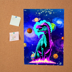 Постер Динозавр в космосе - неоновое свечение - фото 2