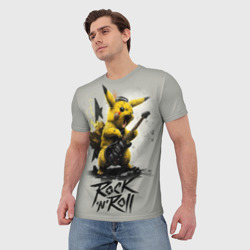Мужская футболка 3D Пикачу рокер - фото 2