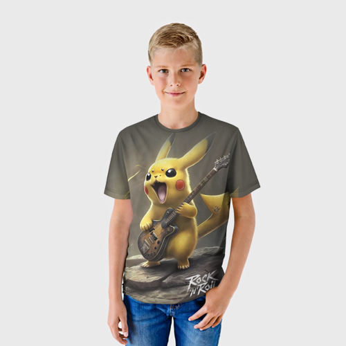 Детская футболка 3D Pikachu rock, цвет 3D печать - фото 3