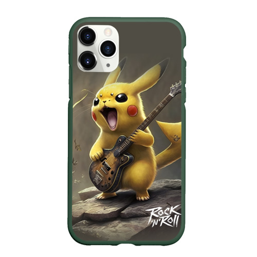 Чехол для iPhone 11 Pro матовый Pikachu rock, цвет темно-зеленый