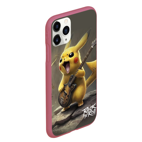 Чехол для iPhone 11 Pro Max матовый Pikachu rock, цвет малиновый - фото 3