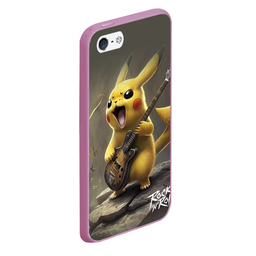 Чехол для iPhone 5/5S матовый Pikachu rock, цвет розовый - фото 3