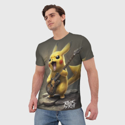 Мужская футболка 3D Pikachu rock - фото 2