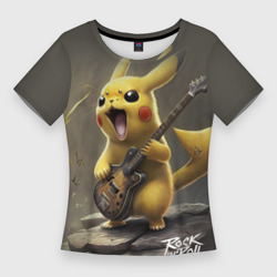 Женская футболка 3D Slim Pikachu rock