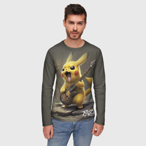 Мужской лонгслив 3D Pikachu rock, цвет 3D печать - фото 3