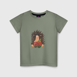 Детская футболка хлопок Ежик с яблоком