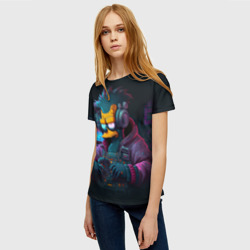 Женская футболка 3D Киберпанк в стиле Симпсонов - фото 2