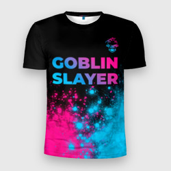 Мужская футболка 3D Slim Goblin Slayer - neon gradient: символ сверху