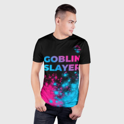 Мужская футболка 3D Slim Goblin Slayer - neon gradient: символ сверху - фото 2