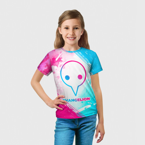 Детская футболка 3D Evangelion neon gradient style, цвет 3D печать - фото 5