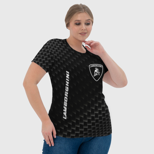 Женская футболка 3D с принтом Lamborghini карбоновый фон, фото #4