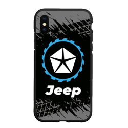 Чехол для iPhone XS Max матовый Jeep в стиле Top Gear со следами шин на фоне