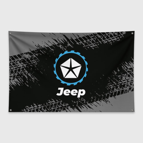 Флаг-баннер Jeep в стиле Top Gear со следами шин на фоне