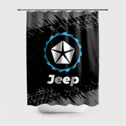 Штора 3D для ванной Jeep в стиле Top Gear со следами шин на фоне