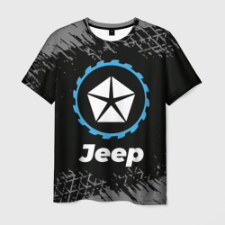 Мужская футболка 3D Jeep в стиле Top Gear со следами шин на фоне
