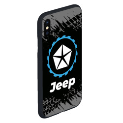 Чехол для iPhone XS Max матовый Jeep в стиле Top Gear со следами шин на фоне - фото 2