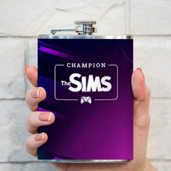 Фляга The Sims gaming champion: рамка с лого и джойстиком на неоновом фоне - фото 2