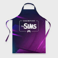 Фартук 3D The Sims gaming champion: рамка с лого и джойстиком на неоновом фоне