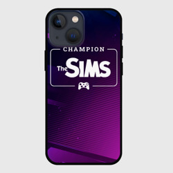 Чехол для iPhone 13 mini The Sims gaming champion: рамка с лого и джойстиком на неоновом фоне