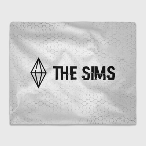 Плед с принтом The Sims glitch на светлом фоне: надпись и символ, вид спереди №1