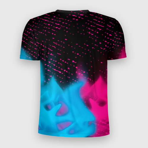 Мужская футболка 3D Slim Cyberpunk 2077 - neon gradient: символ сверху, цвет 3D печать - фото 2