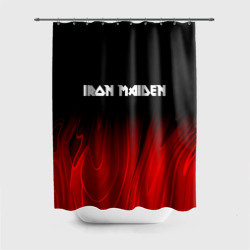 Штора 3D для ванной Iron Maiden red plasma