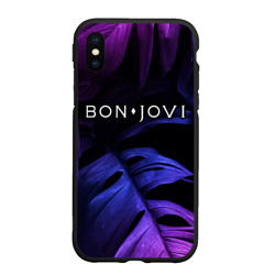 Чехол для iPhone XS Max матовый Bon Jovi neon monstera