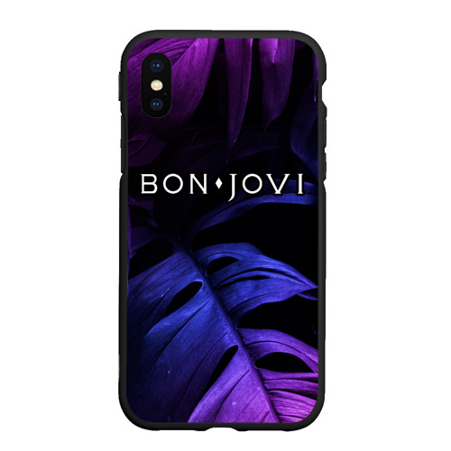 Чехол для iPhone XS Max матовый Bon Jovi neon monstera