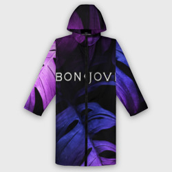 Мужской дождевик 3D Bon Jovi neon monstera