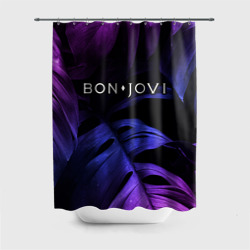 Штора 3D для ванной Bon Jovi neon monstera