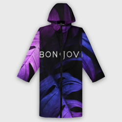 Женский дождевик 3D Bon Jovi neon monstera