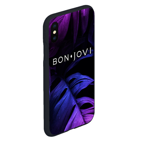 Чехол для iPhone XS Max матовый Bon Jovi neon monstera - фото 3