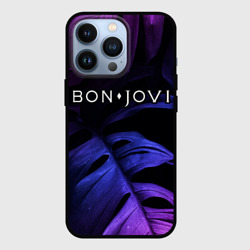 Чехол для iPhone 13 Pro Bon Jovi neon monstera