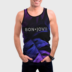 Мужская майка 3D Bon Jovi neon monstera - фото 2